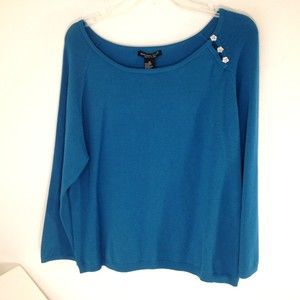 Reference Point NY Womens Sweater Shirt Stretch fancy Buttons New Size XL